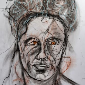 Dessin intitulée "la femme du pecheur" par Evelyne Cassan, Œuvre d'art originale, Pastel
