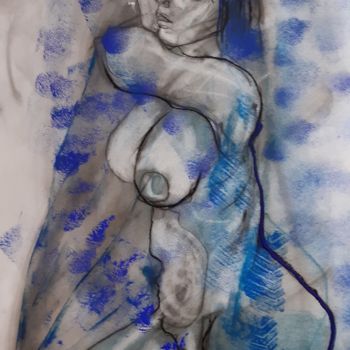 Drawing titled "medianoche" by Evelyne Cassan, Original Artwork, Pastel