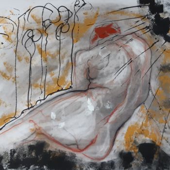 Disegno intitolato "sur la pente" da Evelyne Cassan, Opera d'arte originale, Pastello