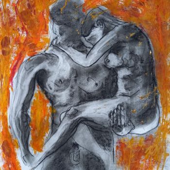 Drawing titled "embrasement :jour 2" by Evelyne Cassan, Original Artwork, Pastel