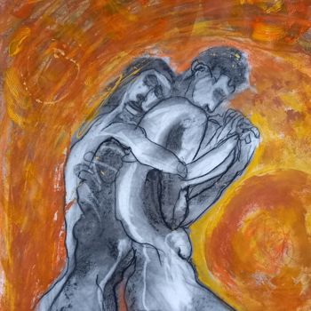 Dibujo titulada "embrasement:jour 3" por Evelyne Cassan, Obra de arte original, Pastel