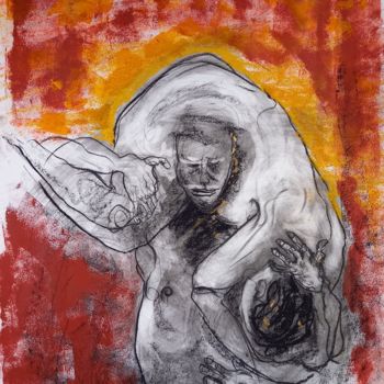 Rysunek zatytułowany „embrasement:jour 5” autorstwa Evelyne Cassan, Oryginalna praca, Pastel