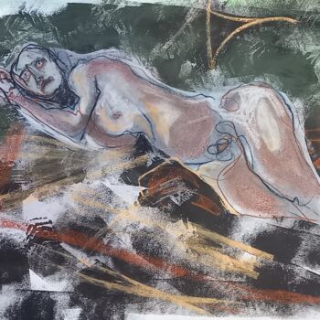 Dibujo titulada "le radeau de la med…" por Evelyne Cassan, Obra de arte original, Pastel