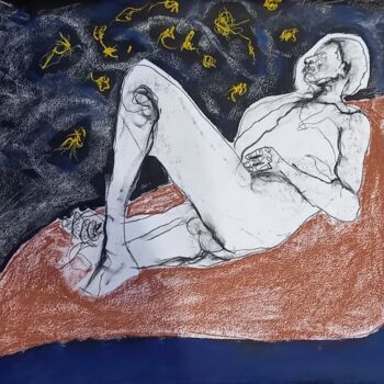 Dessin intitulée "le radeau de la med…" par Evelyne Cassan, Œuvre d'art originale, Pastel