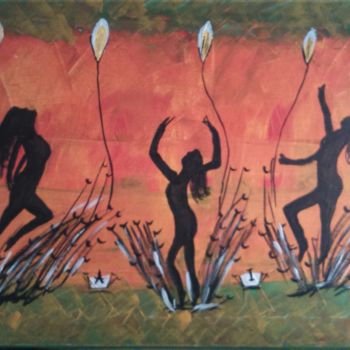 Painting titled "LES LYS" by Evelyne Challab, Original Artwork, Acrylic