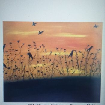 Painting titled "MES OISEAUX" by Evelyne Challab, Original Artwork, Acrylic