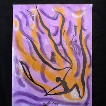 Drawing titled "Flamme" by Evelyne Challab, Original Artwork