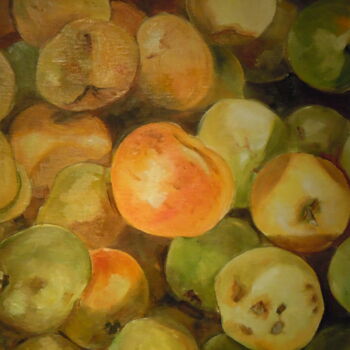 Ζωγραφική με τίτλο "Pommes pommes pomme…" από Evelyne Clairembault, Αυθεντικά έργα τέχνης, Λάδι