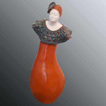 Sculpture titled "Priscilla" by Evelyne Delanaud, Original Artwork, Terra cotta