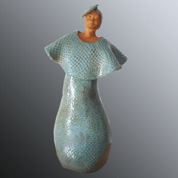 Sculpture titled "Patty" by Evelyne Delanaud, Original Artwork, Clay