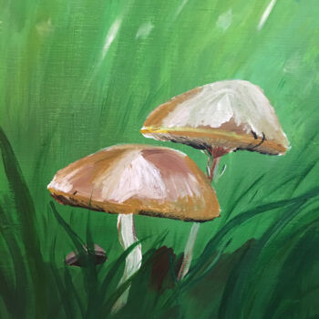「champignons」というタイトルの絵画 Evelyne Descampsによって, オリジナルのアートワーク, アクリル