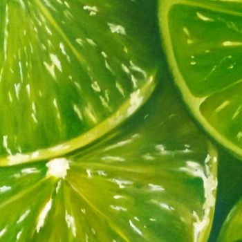 Painting titled "citrons verts" by Evelyne Deuil, Original Artwork, Oil