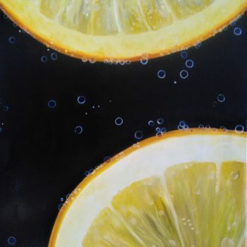 Peinture intitulée "rondelles de citron" par Evelyne Deuil, Œuvre d'art originale