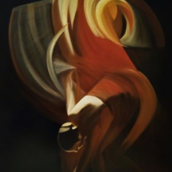 Painting titled "danseuse" by Evelyne Deuil, Original Artwork, Oil Mounted on Wood Stretcher frame