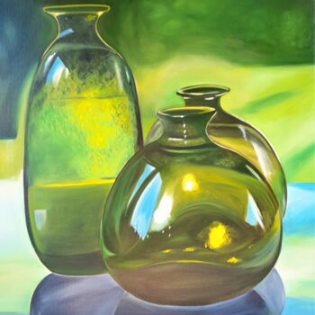 제목이 "verres verts"인 미술작품 Evelyne Deuil로, 원작, 기름
