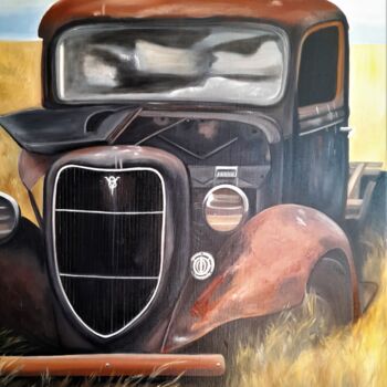 Painting titled "Pick up FORD 1935" by Evelyne Deuil, Original Artwork, Oil