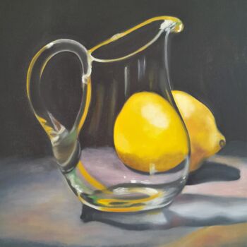 Pintura intitulada "Bon pour une citron…" por Evelyne Deuil, Obras de arte originais, Óleo Montado em Armação em madeira