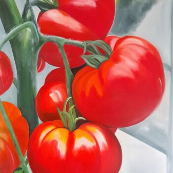 Peinture intitulée "tomates" par Evelyne Deuil, Œuvre d'art originale, Huile Monté sur Châssis en bois