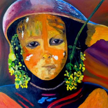 Картина под названием "Ethiopien" - Evelyne Deuil, Подлинное произведение искусства, Масло