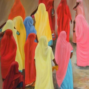 Peinture intitulée "les indiennes en co…" par Evelyne Deuil, Œuvre d'art originale