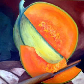 Painting titled "melon" by Evelyne Deuil, Original Artwork