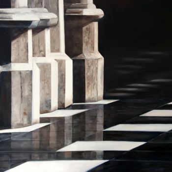 Painting titled "les colonnes" by Evelyne Deuil, Original Artwork, Oil