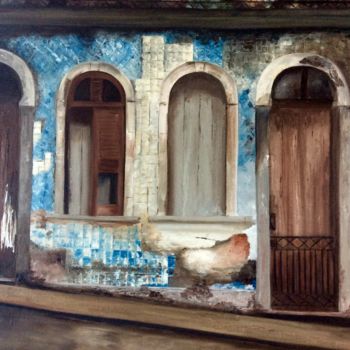 Peinture intitulée "maison abandonnée (…" par Evelyne Deuil, Œuvre d'art originale, Huile