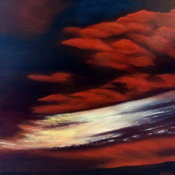 Painting titled "ciel orageux (dypti…" by Evelyne Deuil, Original Artwork, Oil