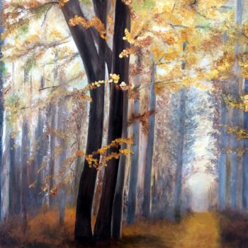 Malerei mit dem Titel "automne" von Evelyne Deuil, Original-Kunstwerk, Öl