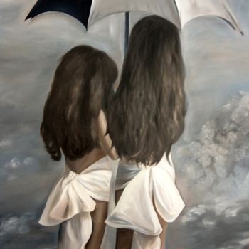 Peinture intitulée "les soeurs" par Evelyne Deuil, Œuvre d'art originale, Huile