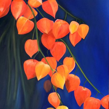 Painting titled "Physalis" by Evelyne Deuil, Original Artwork