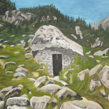 Pittura intitolato "Montagne rocheuse" da E.Lespade, Opera d'arte originale, Olio