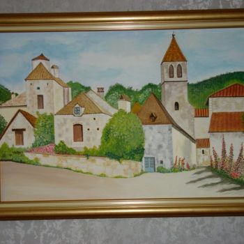 Peinture intitulée "le-village." par E.Lespade, Œuvre d'art originale, Huile