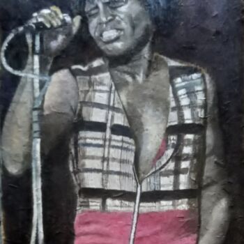 Painting titled "James Brown en conc…" by Evelyne Muller, Original Artwork, Acrylic Mounted on Other rigid panel
