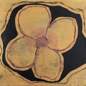 "Or et fleur" başlıklı Tablo Evelyne Nantermod tarafından, Orijinal sanat, Akrilik Ahşap Sedye çerçevesi üzerine monte edilm…