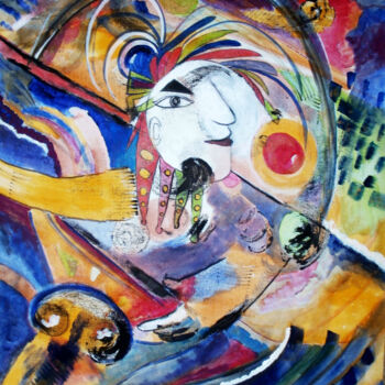 Pittura intitolato "auto-tamponneuseweb…" da Evelyne Pellegrini, Opera d'arte originale