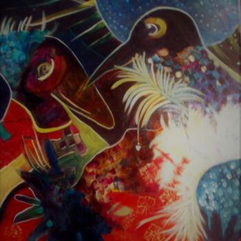 Pintura titulada "strange-birds-web.j…" por Evelyne Pellegrini, Obra de arte original