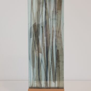 Sculpture titled "Lignes noires" by Evelyne Siaudeau, Original Artwork, Glass