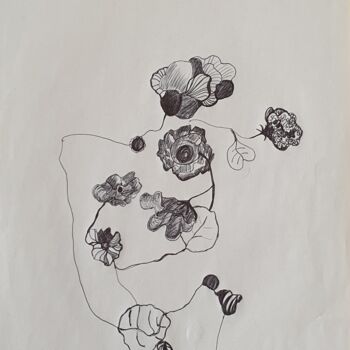 Desenho intitulada "végétal graphique n…" por Evelyne Siaudeau, Obras de arte originais, Canetac de aerossol