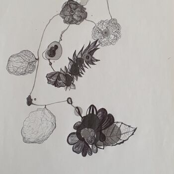 Рисунок под названием "végétal graphique n…" - Evelyne Siaudeau, Подлинное произведение искусства, Шариковая ручка