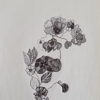Tekening getiteld "végétal graphique n…" door Evelyne Siaudeau, Origineel Kunstwerk, Balpen