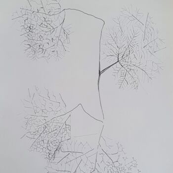 图画 标题为“végétal graphique n…” 由Evelyne Siaudeau, 原创艺术品, 圆珠笔