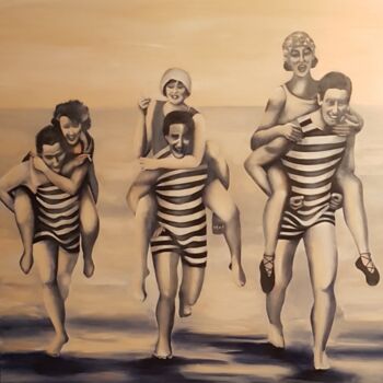 Peinture intitulée "Retro beach" par Evelyne Sie, Œuvre d'art originale, Acrylique
