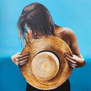 Painting titled "CHAPEAU BAS" by Evelyne Sie, Original Artwork, Acrylic Mounted on Wood Stretcher frame