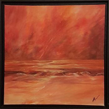 Painting titled "Mer Rouge" by Evelyne Chabaud, Original Artwork, Oil