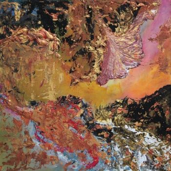 Peinture intitulée "Coulée de lave" par Eve Czernow, Œuvre d'art originale, Encre