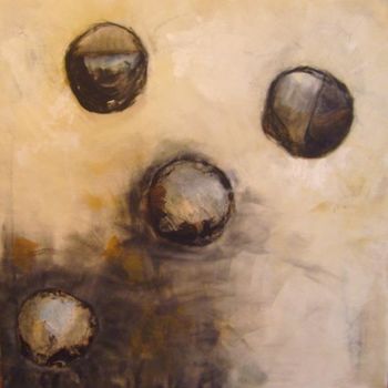Schilderij getiteld "3 boules déformées…" door Evelyne Dominault, Origineel Kunstwerk, Olie