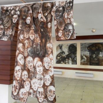 Arte textil titulada "kimonocat-verso-" por Evelyne Dominault, Obra de arte original