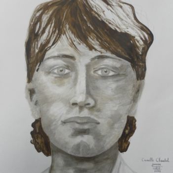Disegno intitolato "portrait-camille-cl…" da Evelyne Dominault, Opera d'arte originale, Altro