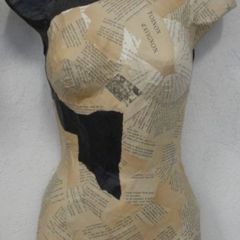 Sculptuur getiteld "buste-toinon-d-avig…" door Evelyne Dominault, Origineel Kunstwerk, Papier